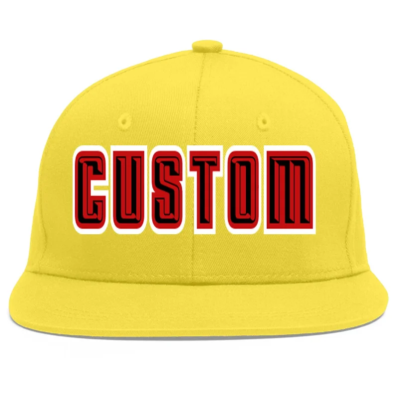 Baseball caps for kidsCustom Light Gold Black-Red Flat Eaves Sport Baseball Cap