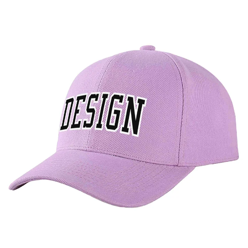 Best baseball cap brands for qualityCustom Light Purple Black-White Curved Eaves Sport Design Baseball Cap