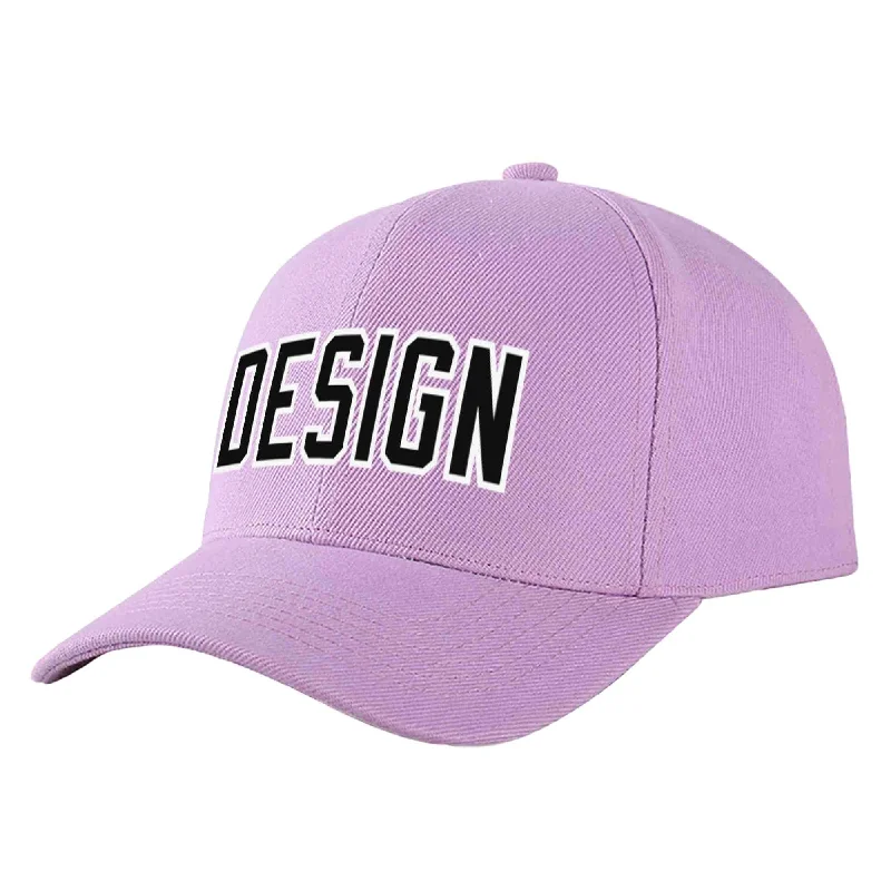 Baseball caps for menCustom Light Purple Black-White Curved Eaves Sport Design Baseball Cap