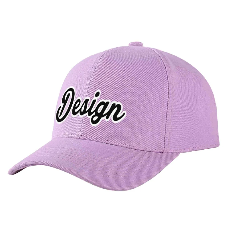 How to style a baseball cap with outfitsCustom Light Purple Black-White Curved Eaves Sport Design Baseball Cap