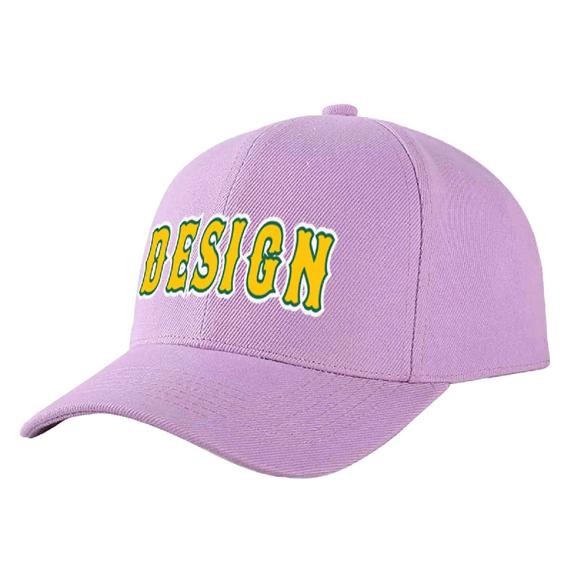 How to choose a baseball capCustom Light Purple Gold-Kelly Green Curved Eaves Sport Design Baseball Cap