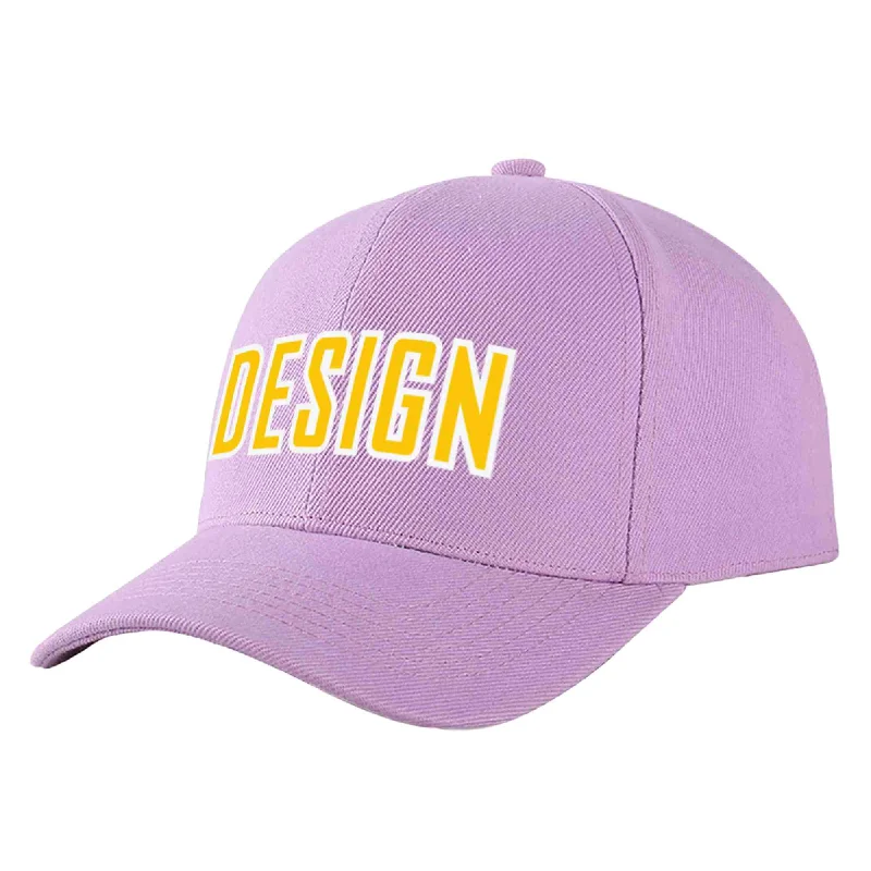 Baseball caps for summerCustom Light Purple Gold-White Curved Eaves Sport Design Baseball Cap