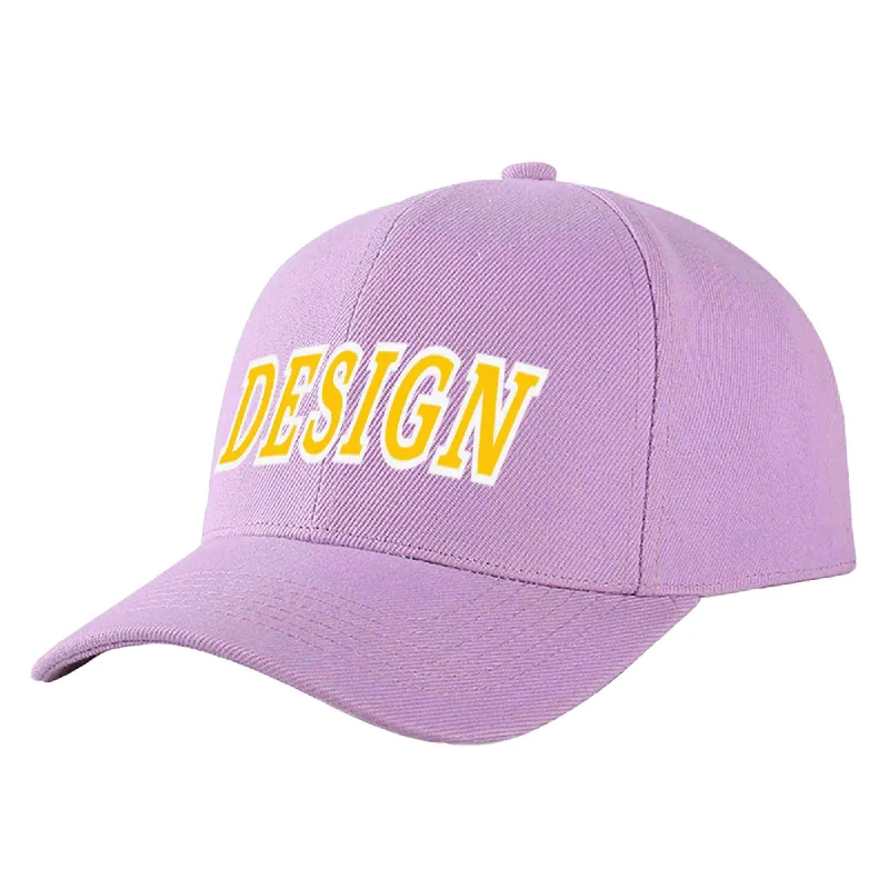 Baseball caps for different seasonsCustom Light Purple Gold-White Curved Eaves Sport Design Baseball Cap