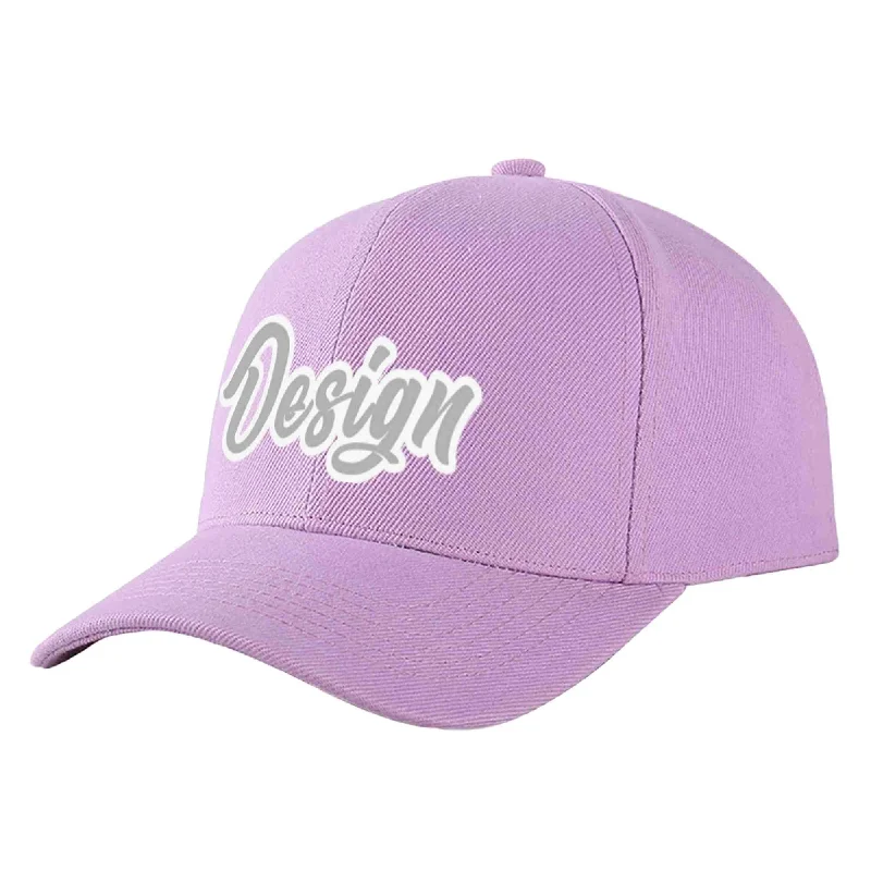 Classic baseball cap stylesCustom Light Purple Gray-White Curved Eaves Sport Design Baseball Cap