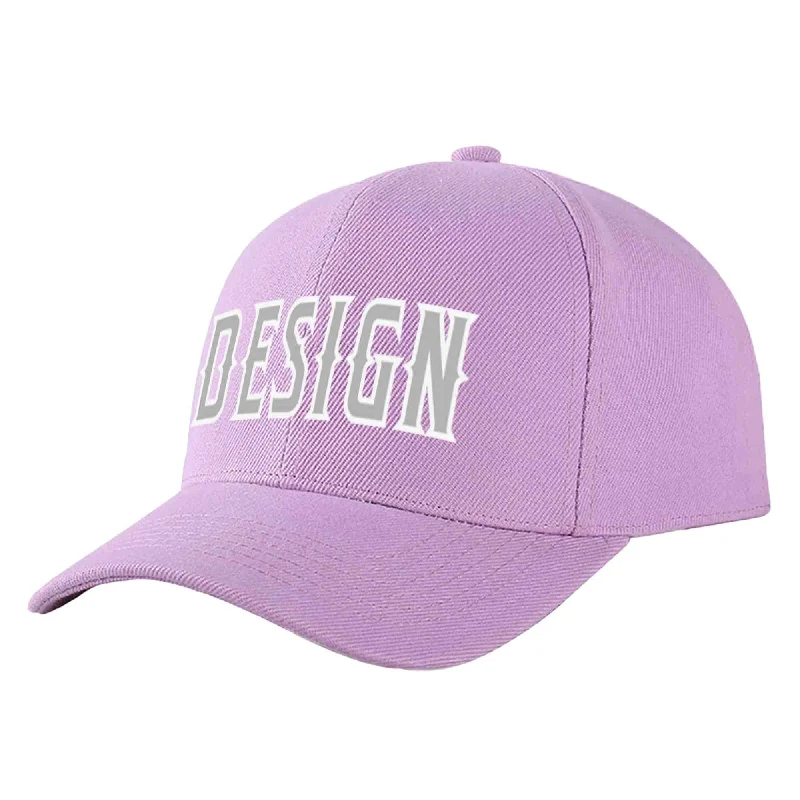 Baseball caps for sports fansCustom Light Purple Gray-White Curved Eaves Sport Design Baseball Cap