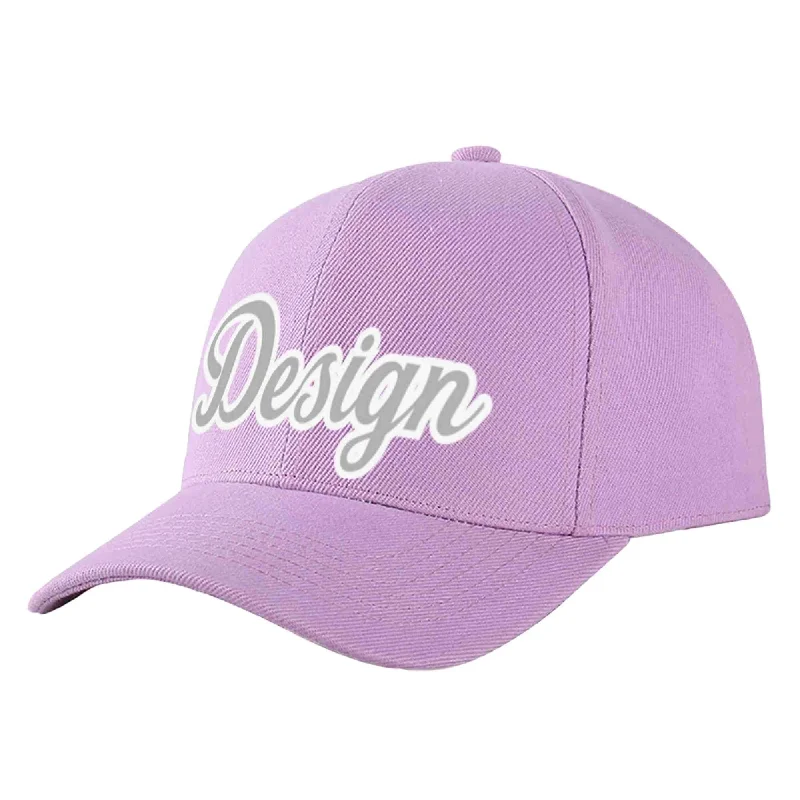 Baseball caps for teenagersCustom Light Purple Gray-White Curved Eaves Sport Design Baseball Cap