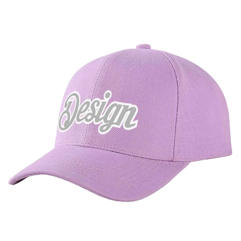 Best baseball cap brandsCustom Light Purple Gray-White Curved Eaves Sport Design Baseball Cap