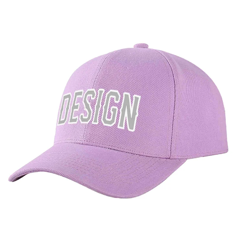 Vintage-style baseball capsCustom Light Purple Gray-White Curved Eaves Sport Design Baseball Cap