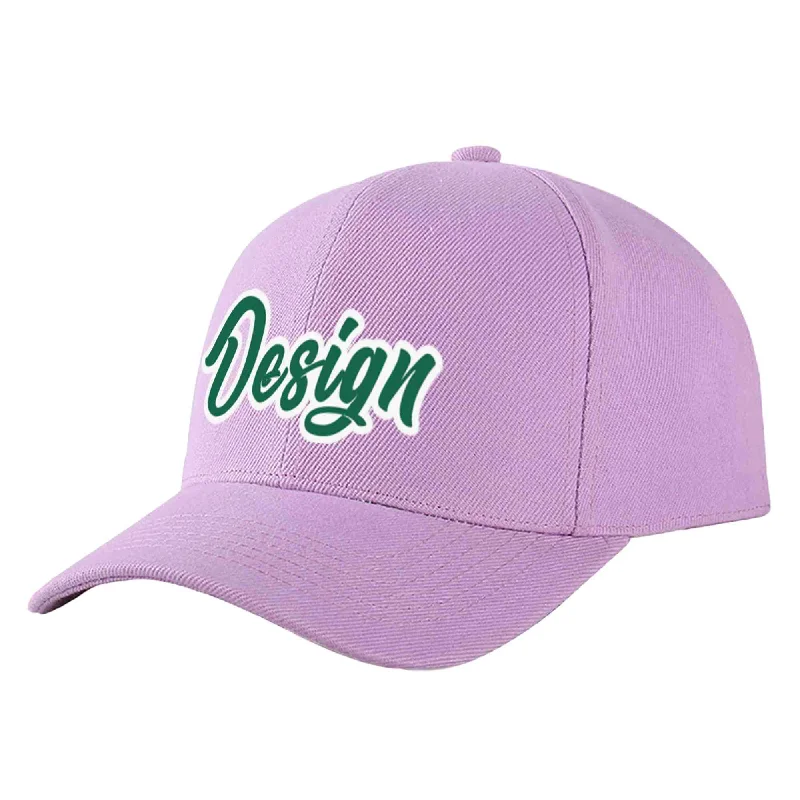 Baseball caps for specific teamsCustom Light Purple Kelly Green-White Curved Eaves Sport Design Baseball Cap