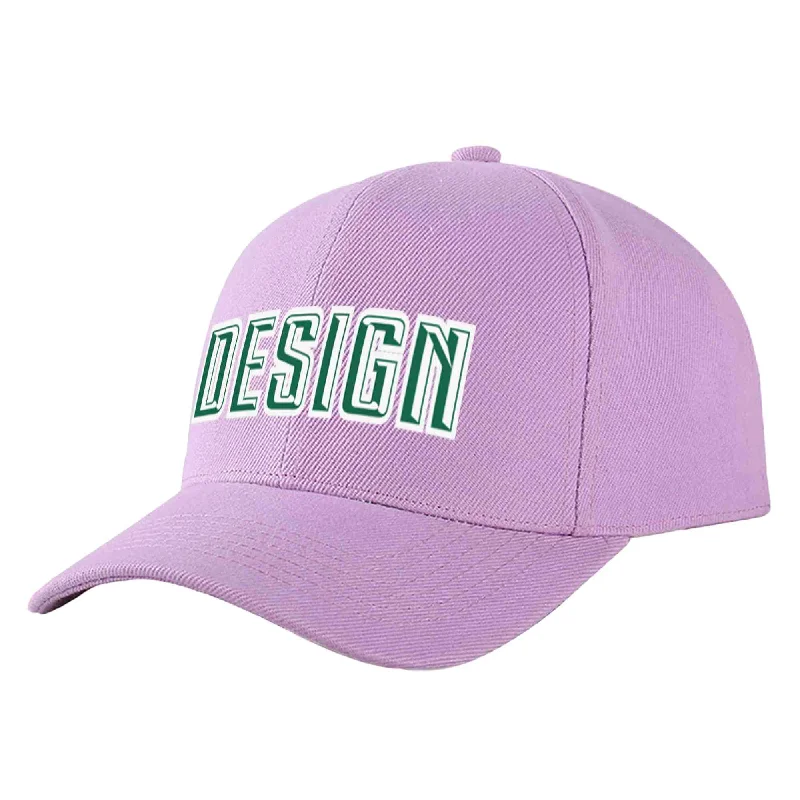 Baseball caps for different seasonsCustom Light Purple Kelly Green-White Curved Eaves Sport Design Baseball Cap