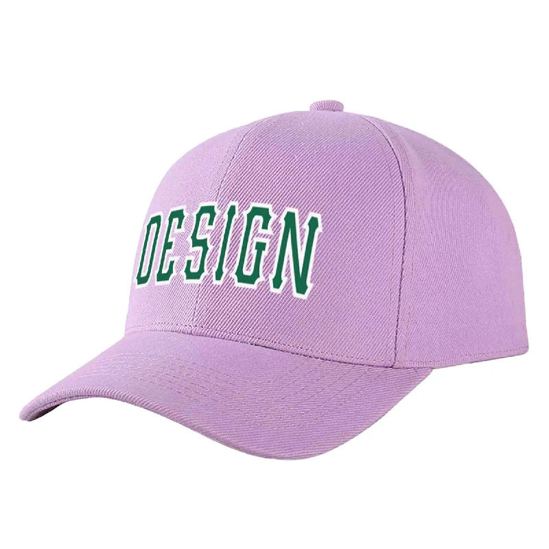 Baseball caps for adultsCustom Light Purple Kelly Green-White Curved Eaves Sport Design Baseball Cap