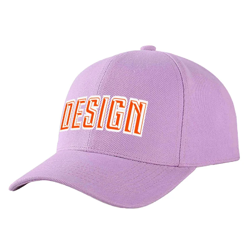 Baseball caps for different gendersCustom Light Purple Orange-White Curved Eaves Sport Design Baseball Cap