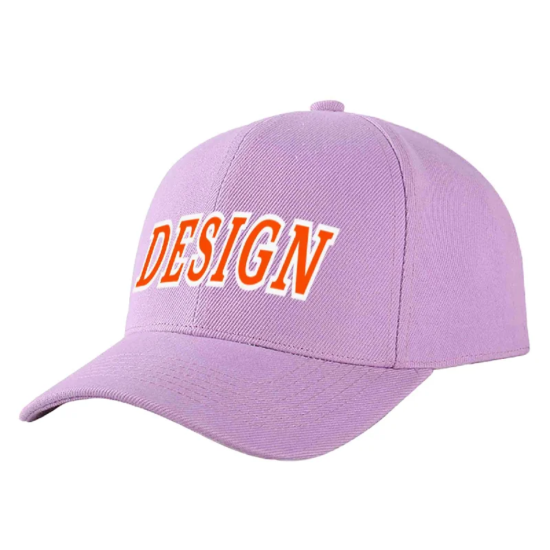 Best baseball cap brands for qualityCustom Light Purple Orange-White Curved Eaves Sport Design Baseball Cap