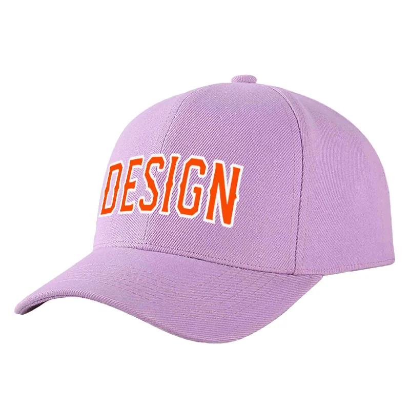 Baseball caps for specific teamsCustom Light Purple Orange-White Curved Eaves Sport Design Baseball Cap