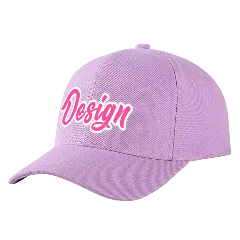 Baseball caps for different head shapesCustom Light Purple Pink-White Curved Eaves Sport Design Baseball Cap