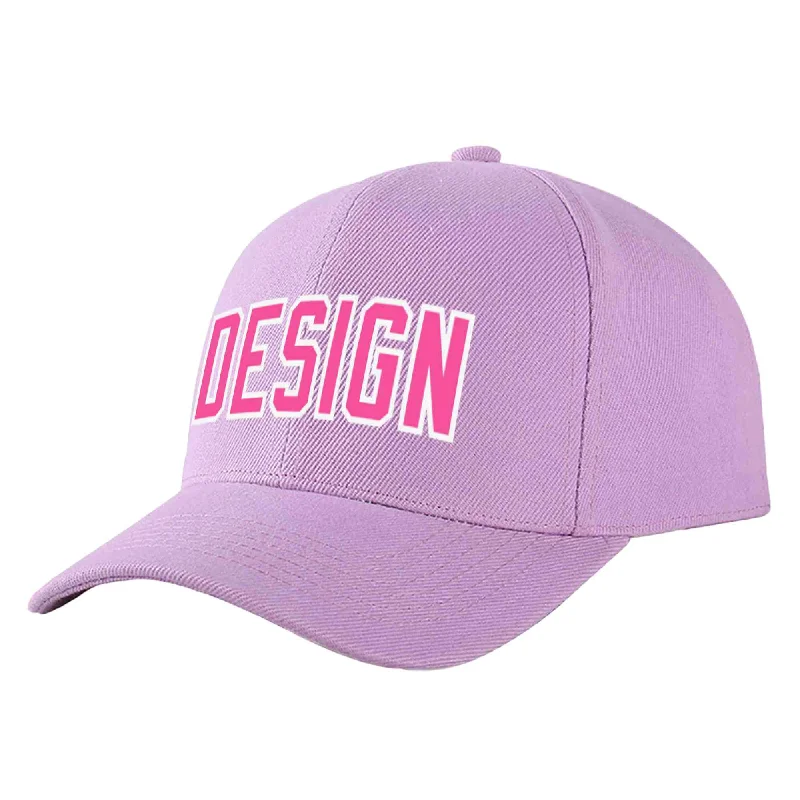 Affordable baseball capsCustom Light Purple Pink-White Curved Eaves Sport Design Baseball Cap