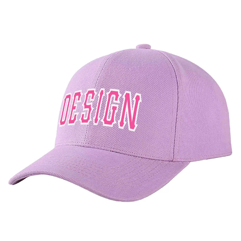 Baseball caps for kidsCustom Light Purple Pink-White Curved Eaves Sport Design Baseball Cap