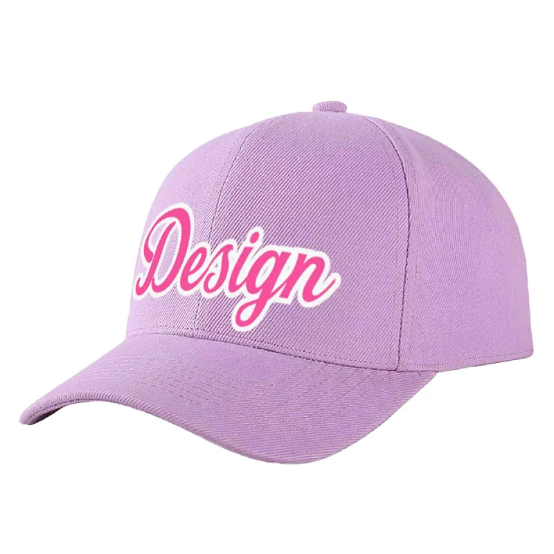 Baseball caps for summerCustom Light Purple Pink-White Curved Eaves Sport Design Baseball Cap