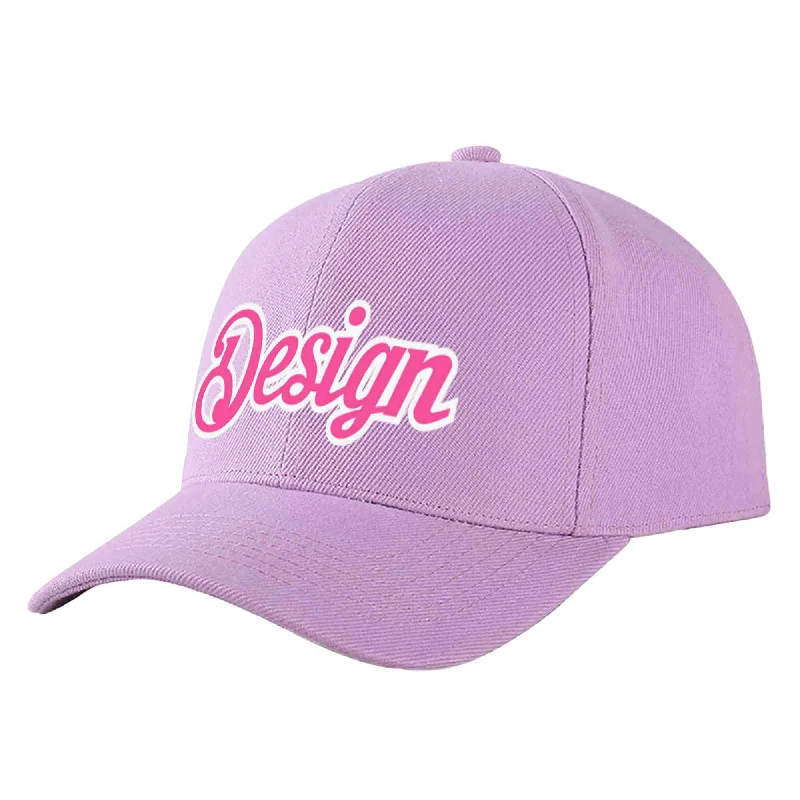 Baseball cap sets and bundlesCustom Light Purple Pink-White Curved Eaves Sport Design Baseball Cap