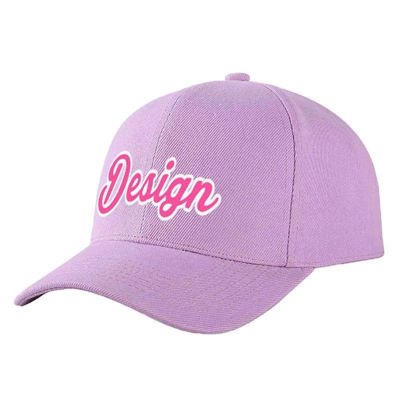 Baseball caps for outdoor activitiesCustom Light Purple Pink-White Curved Eaves Sport Design Baseball Cap