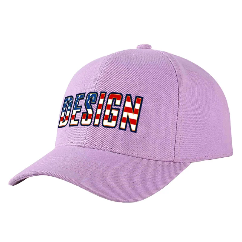 Baseball cap accessoriesCustom Light Purple Vintage USA Flag-Gold Curved Eaves Sport Design Baseball Cap