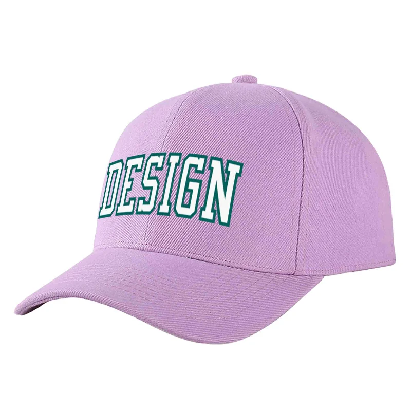 Baseball caps for different occasionsCustom Light Purple White-Aqua Curved Eaves Sport Design Baseball Cap