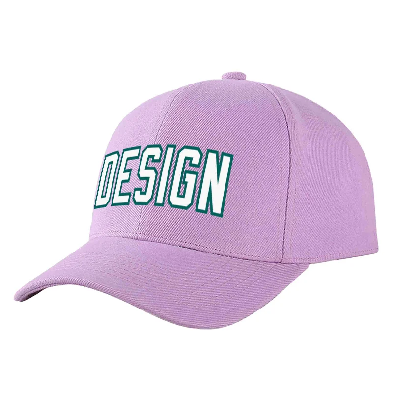 Baseball caps for teenagersCustom Light Purple White-Aqua Curved Eaves Sport Design Baseball Cap