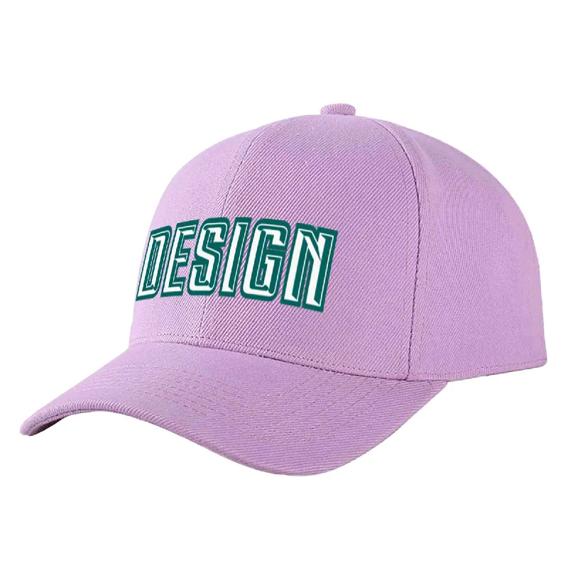 Collaborative baseball cap designsCustom Light Purple White-Aqua Curved Eaves Sport Design Baseball Cap