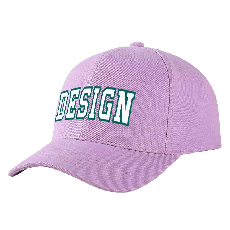 Baseball cap sets and bundlesCustom Light Purple White-Aqua Curved Eaves Sport Design Baseball Cap