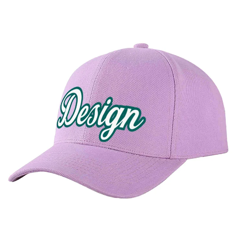 Baseball caps for outdoor activitiesCustom Light Purple White-Aqua Curved Eaves Sport Design Baseball Cap