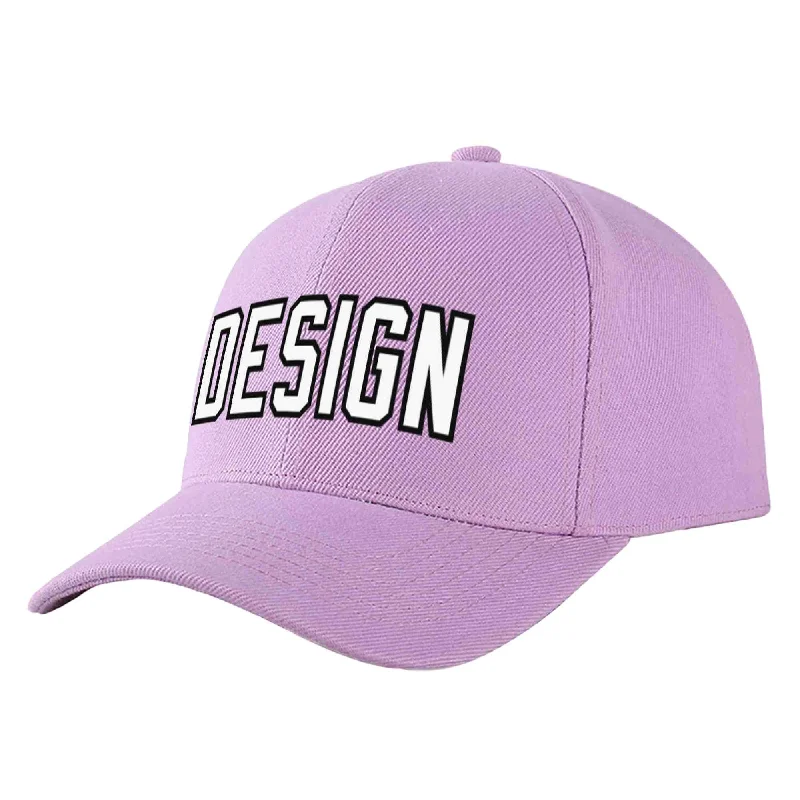 Baseball caps for casual wearCustom Light Purple White-Black Curved Eaves Sport Design Baseball Cap