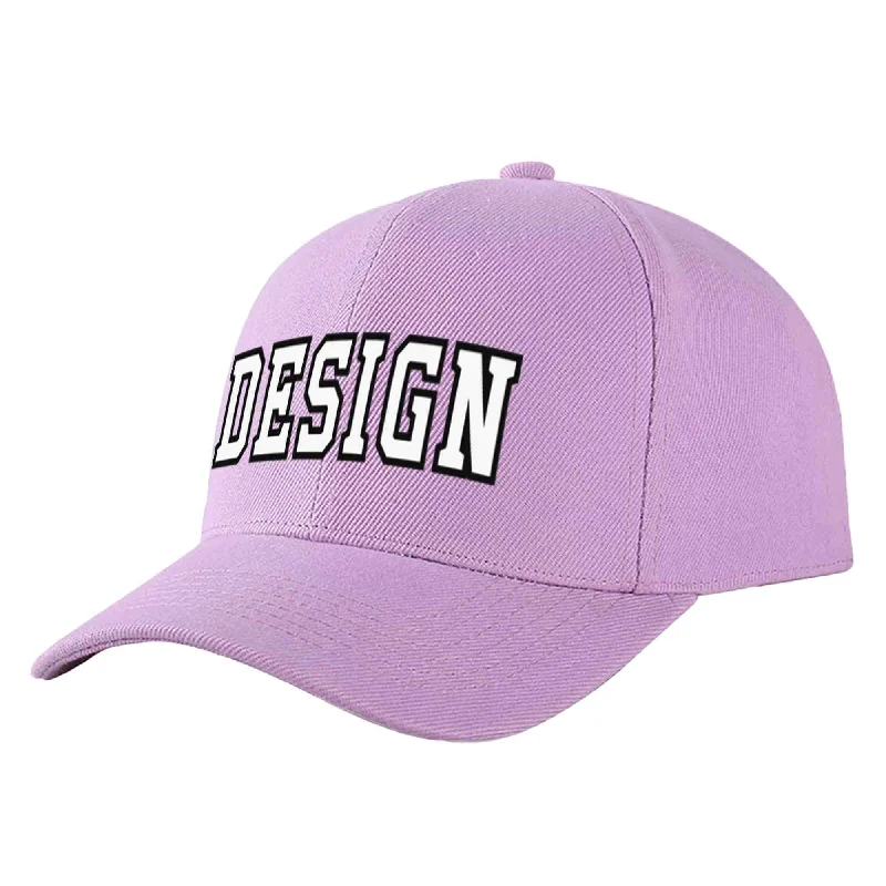 Newest baseball cap releasesCustom Light Purple White-Black Curved Eaves Sport Design Baseball Cap