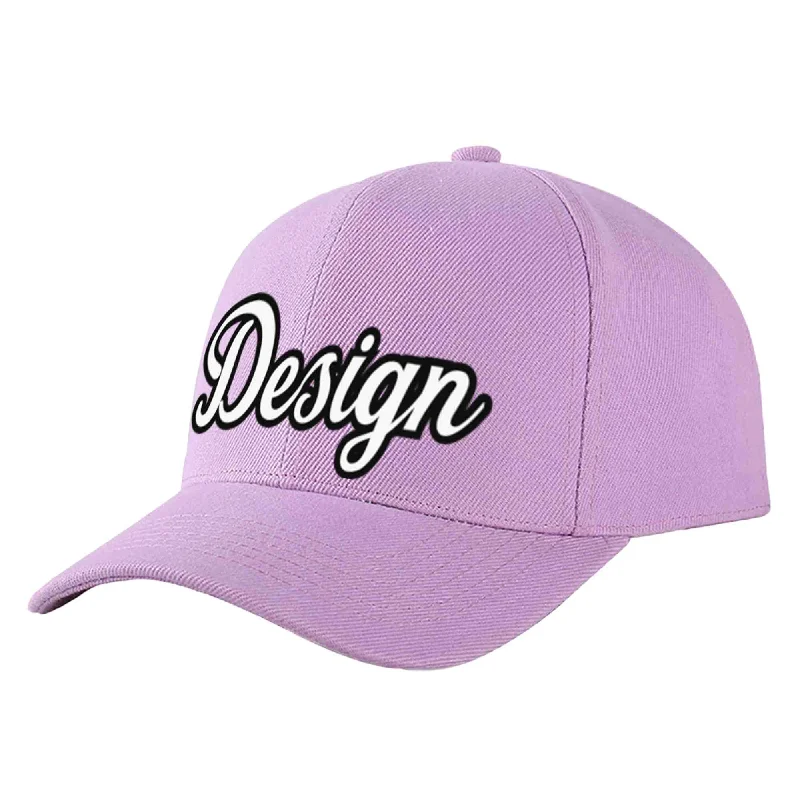 Baseball caps for womenCustom Light Purple White-Black Curved Eaves Sport Design Baseball Cap