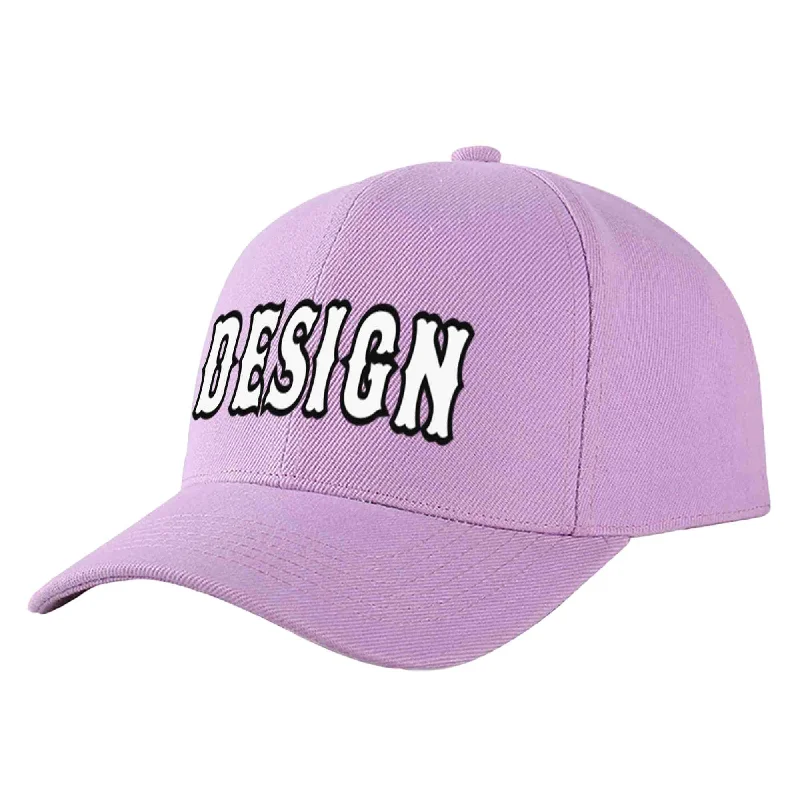 Baseball caps for summerCustom Light Purple White-Black Curved Eaves Sport Design Baseball Cap