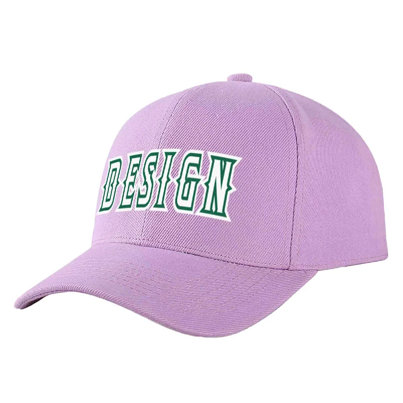 Classic baseball cap stylesCustom Light Purple White-Kelly Green Curved Eaves Sport Design Baseball Cap