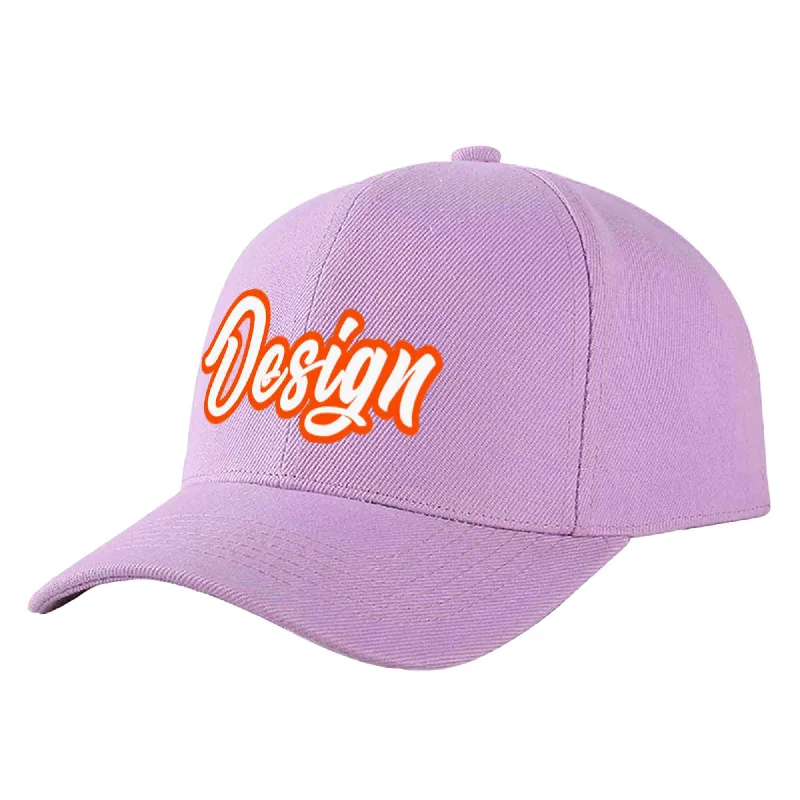 Baseball caps for different gendersCustom Light Purple White-Orange Curved Eaves Sport Design Baseball Cap