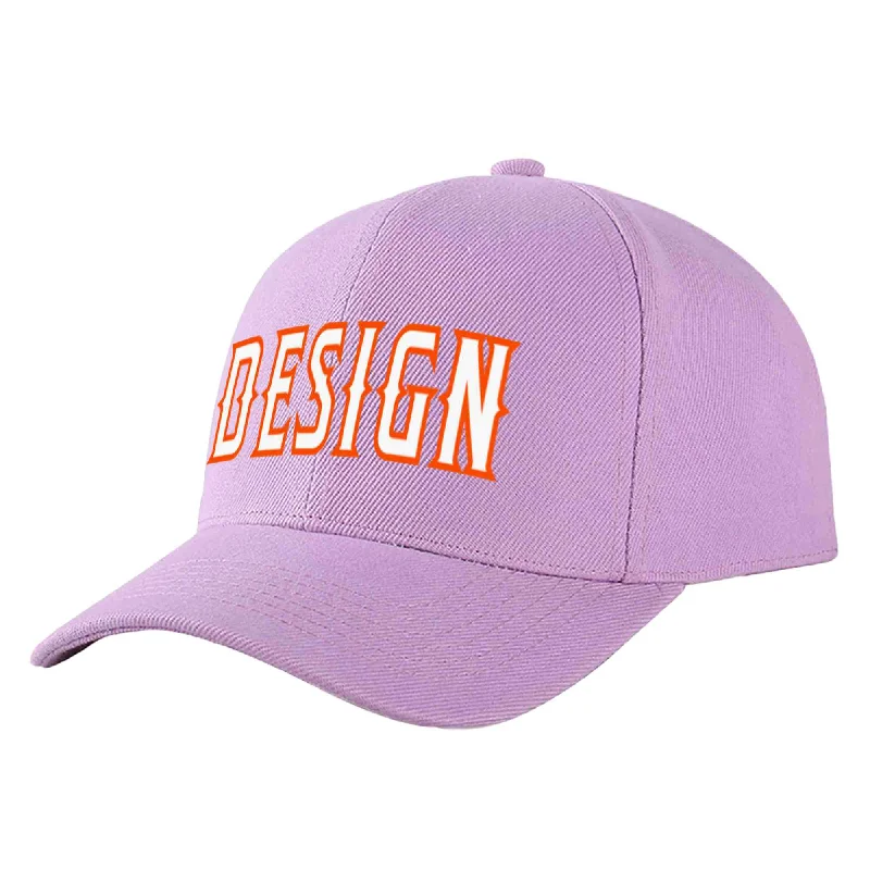 Newest baseball cap releasesCustom Light Purple White-Orange Curved Eaves Sport Design Baseball Cap