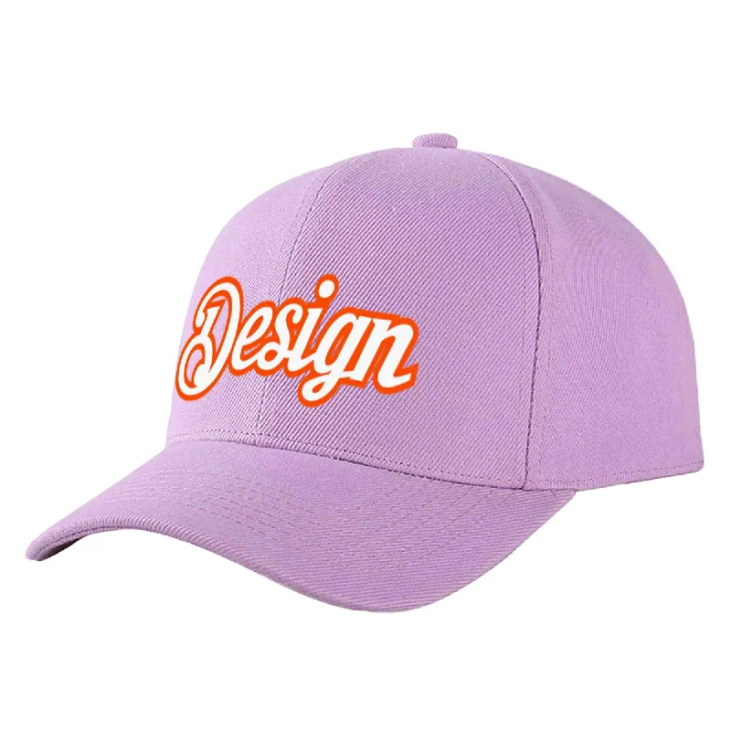 Baseball cap sales and promotionsCustom Light Purple White-Orange Curved Eaves Sport Design Baseball Cap