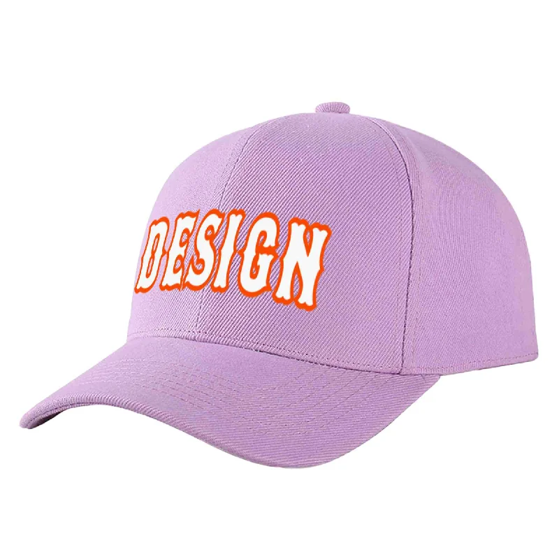 Best baseball cap brandsCustom Light Purple White-Orange Curved Eaves Sport Design Baseball Cap