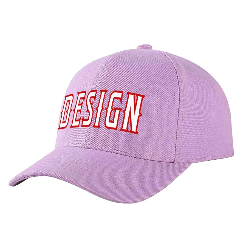 Baseball cap sets and bundlesCustom Light Purple White-Red Curved Eaves Sport Design Baseball Cap