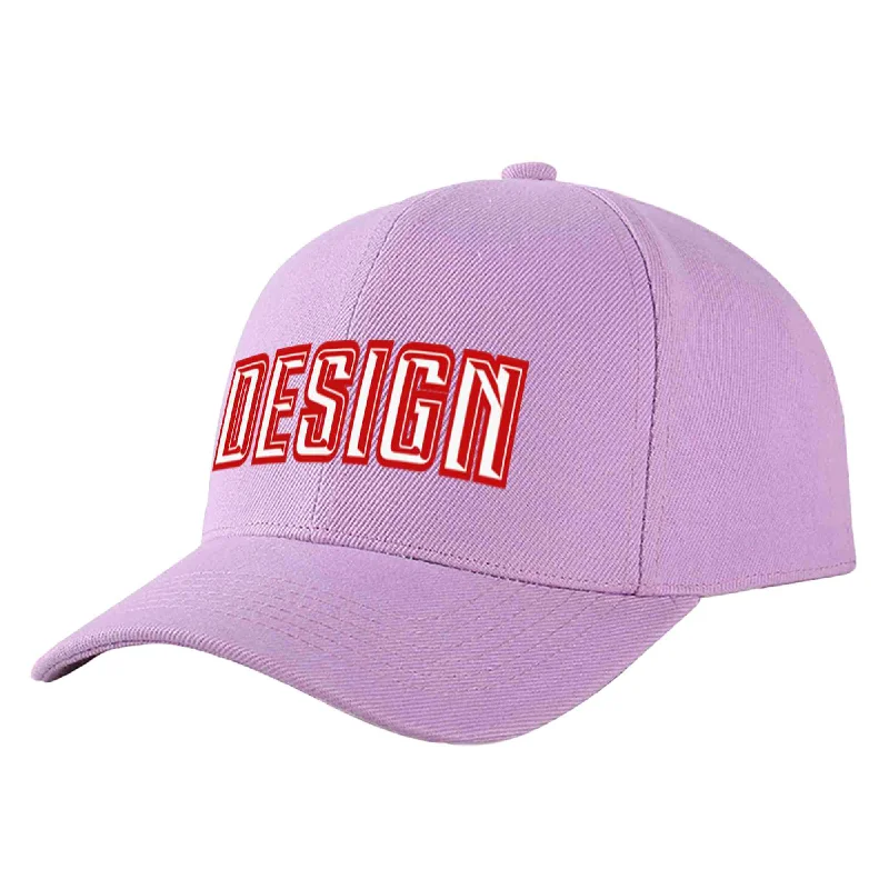 Baseball caps for different age groupsCustom Light Purple White-Red Curved Eaves Sport Design Baseball Cap