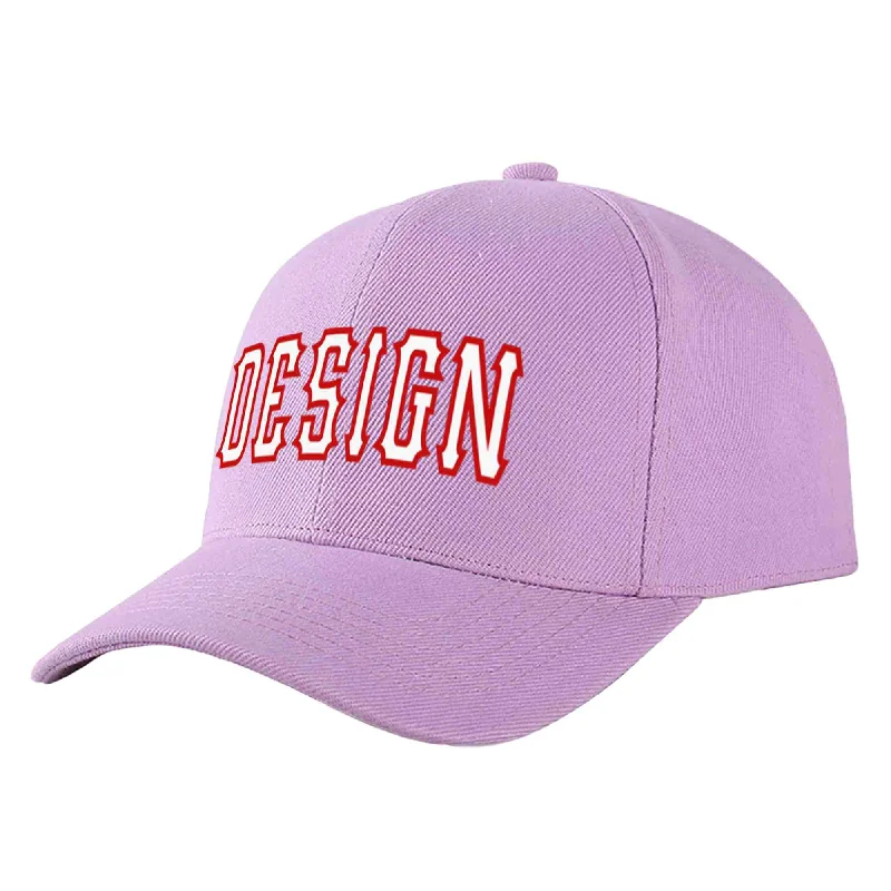 Baseball caps for outdoor activitiesCustom Light Purple White-Red Curved Eaves Sport Design Baseball Cap