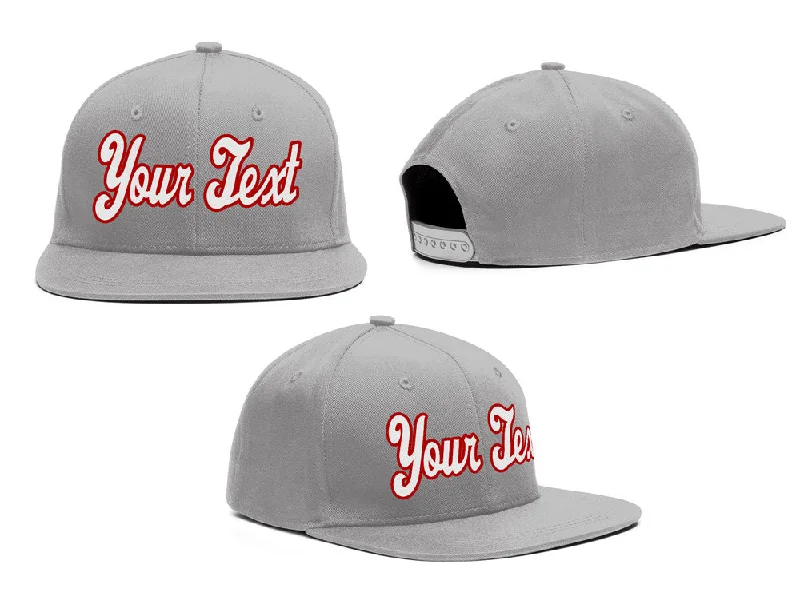 Baseball cap for large headsCustom Gray White-Red Casual Sport Baseball Cap