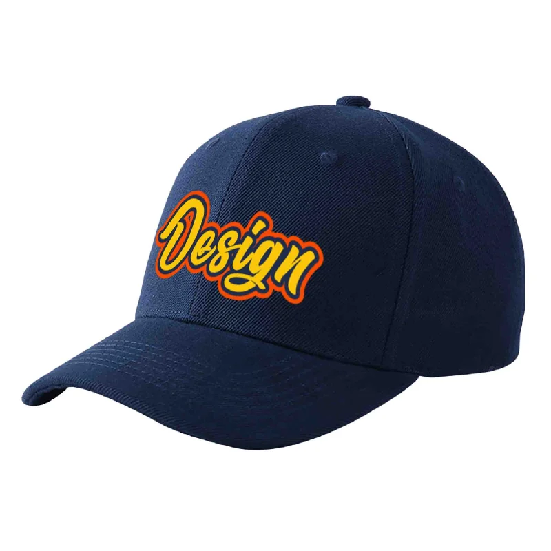 Limited edition baseball capsCustom Navy Gold-Navy Curved Eaves Sport Design Baseball Cap