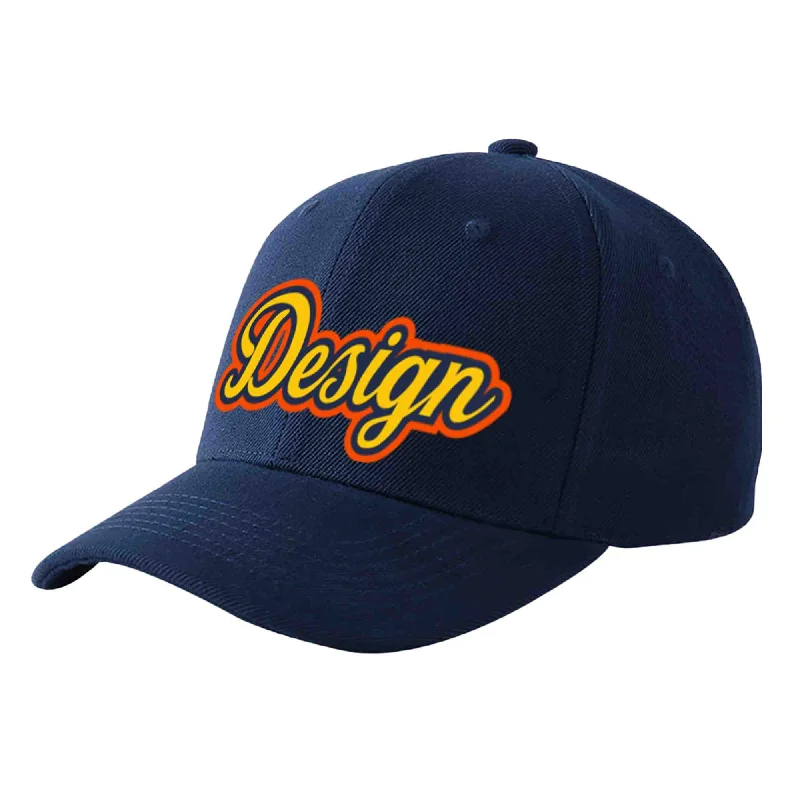 Baseball caps for menCustom Navy Gold-Navy Curved Eaves Sport Design Baseball Cap