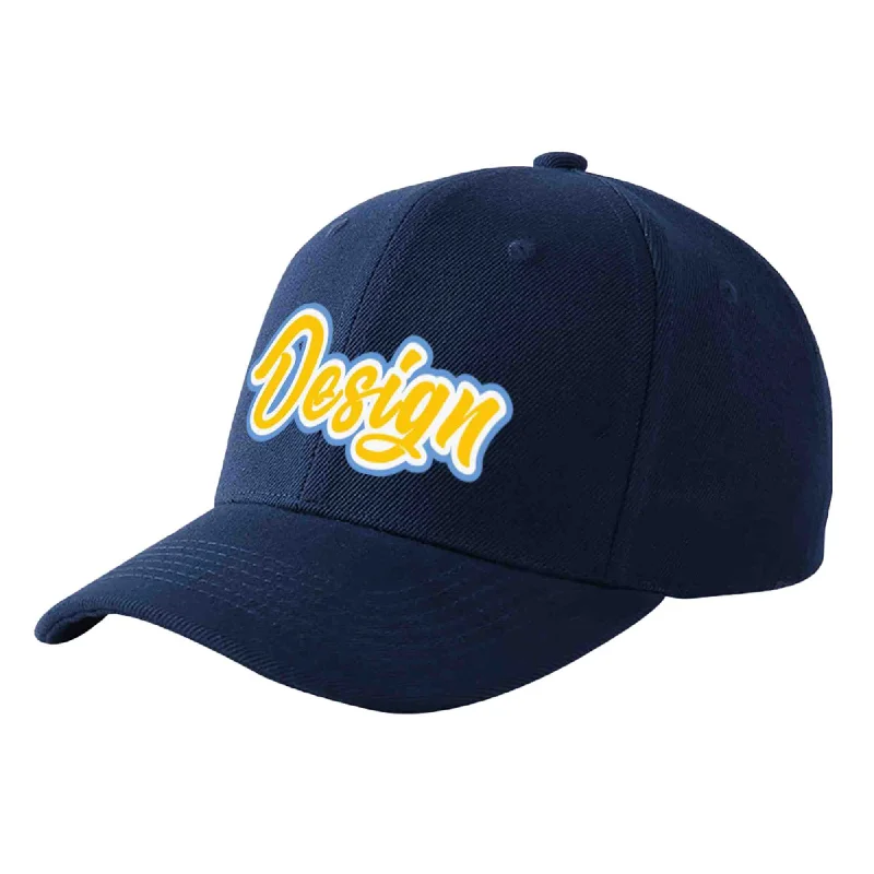 Baseball cap accessoriesCustom Navy Gold-White Curved Eaves Sport Design Baseball Cap