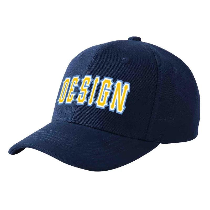 Best baseball cap brands for qualityCustom Navy Gold-White Curved Eaves Sport Design Baseball Cap