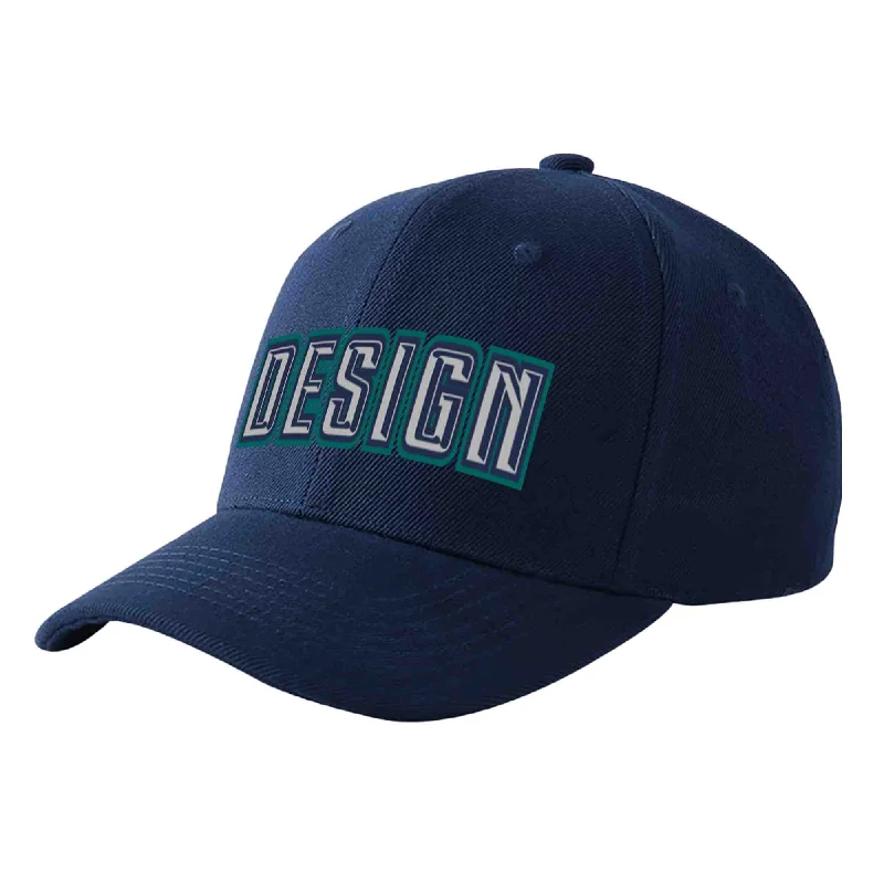 Vintage-style baseball capsCustom Navy Gray-Navy Curved Eaves Sport Design Baseball Cap