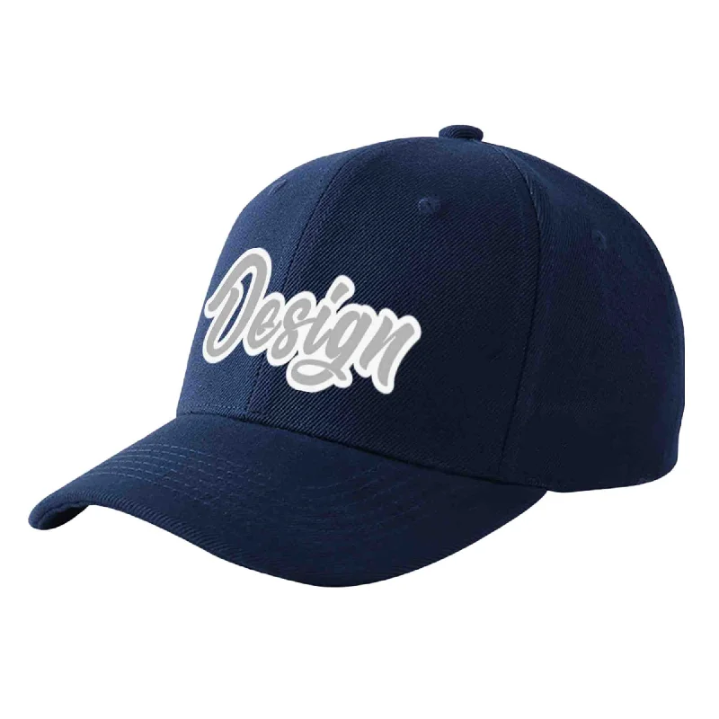 Vintage-style baseball capsCustom Navy Gray-White Curved Eaves Sport Design Baseball Cap