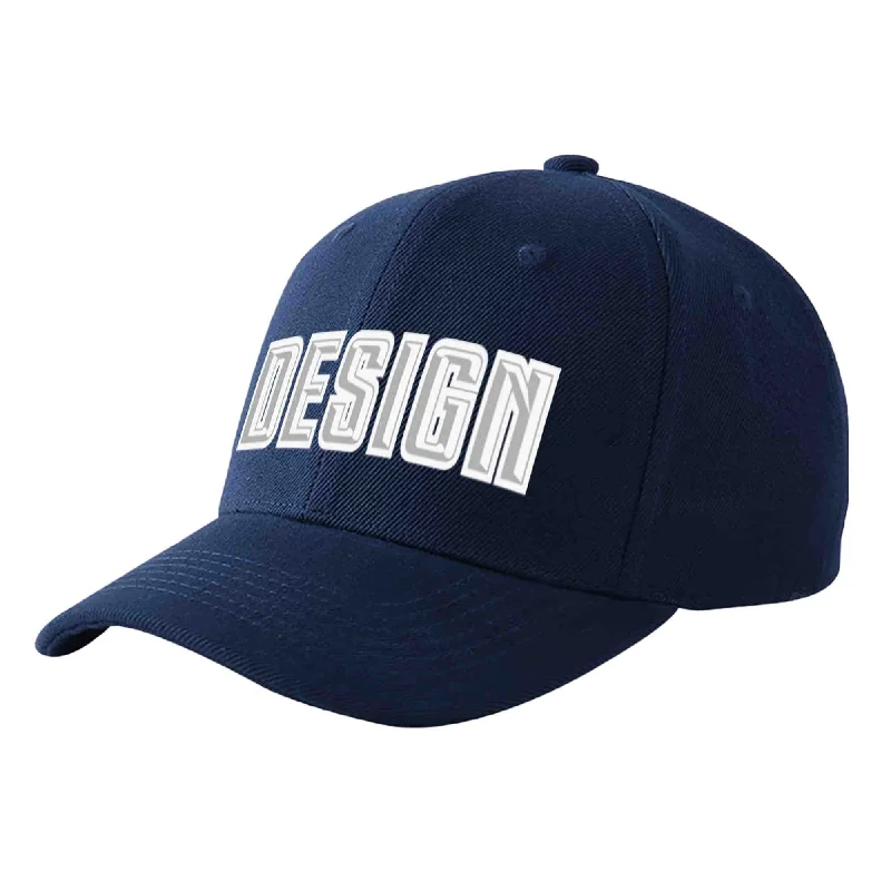 Baseball caps for different gendersCustom Navy Gray-White Curved Eaves Sport Design Baseball Cap